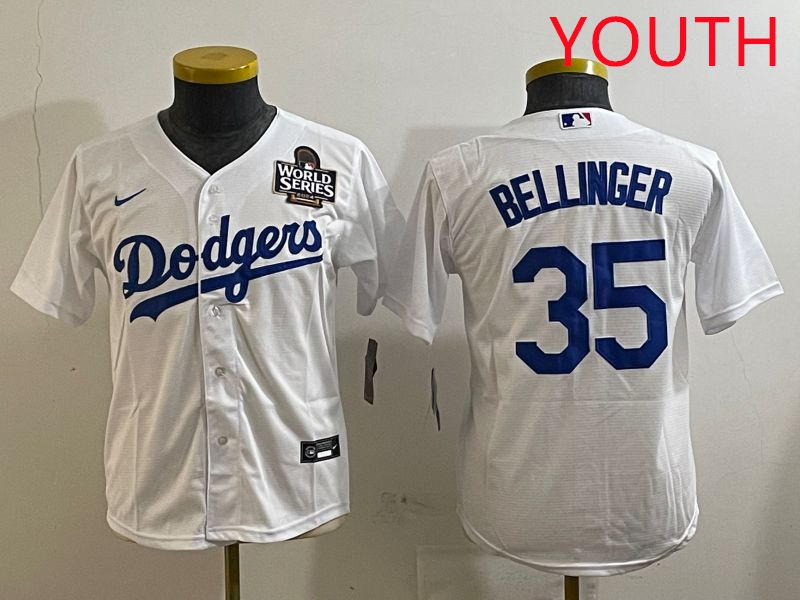 Youth Los Angeles Dodgers #35 Bellinger White Game 2025 Nike MLB Jersey style 7->youth mlb jersey->Youth Jersey